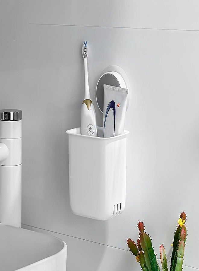 Leawall Drill-Free Removable Wall Mounted Toothbrush Holder with Strong Self-Adhesive Hook Sticker - Toothpaste, Razor, Shaver & Make Up Brushes Organizer - Kitchen & Bathroom Wall Storage (2 Pcs) - Image 2